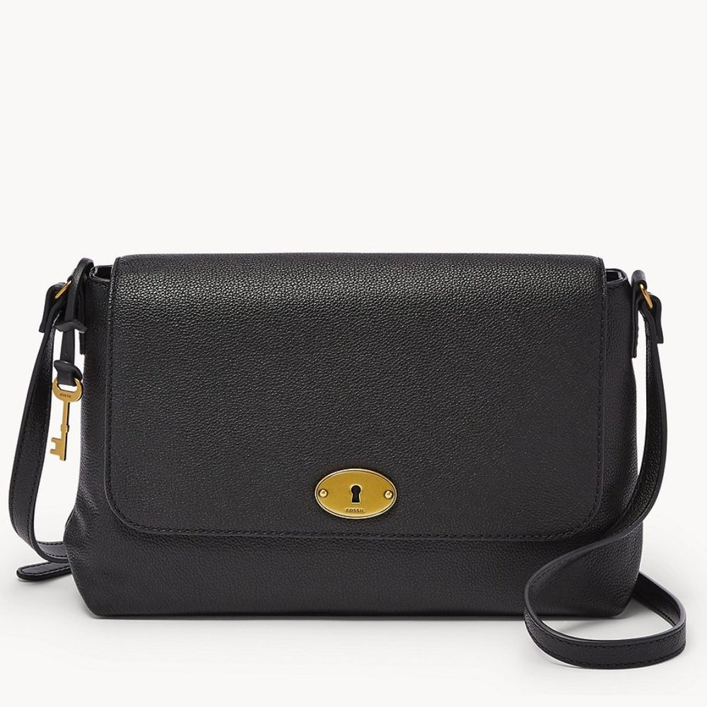 New Fossil Gabriella Medium Flap Crossbody Black